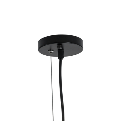 GloboStar® LILY 01560 Vintage Κρεμαστό Φωτιστικό Πλέγμα Μονόφωτο 1 x E27 IP20 Μαύρο Μέταλλο με Λευκό Ύφασμα - Μ25 x Π25 x Υ67cm