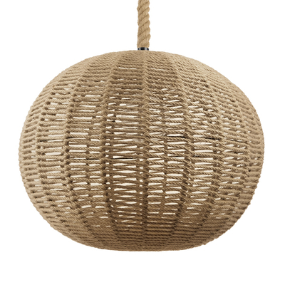 GloboStar® MANDALA 01593 Vintage Κρεμαστό Φωτιστικό Μπάλα Μονόφωτο 1 x E27 IP20 Μπεζ Σχοινί - Μ60 x Π60 x Υ45cm