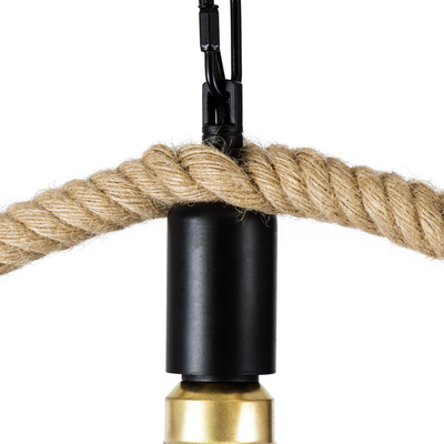 GloboStar® BELLE 01597 Vintage Κρεμαστό Φωτιστικό Πλέγμα Μονόφωτο 1 x E27 IP20 Μπεζ Σχοινί - Μ56 x Π56 x Y58cm