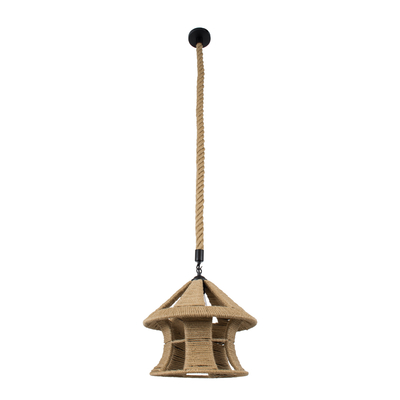 GloboStar® SOLITARIO 01606 Boho Κρεμαστό Φωτιστικό Φιγούρα Μονόφωτο 1 x E27 IP20 Μπεζ Σχοινί -Μ36 x Π36 x Y30cm