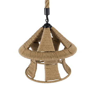 GloboStar® SOLITARIO 01606 Boho Κρεμαστό Φωτιστικό Φιγούρα Μονόφωτο 1 x E27 IP20 Μπεζ Σχοινί -Μ36 x Π36 x Y30cm