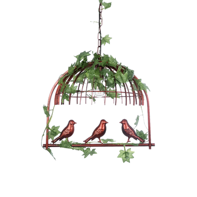 GloboStar® LIBELLULA 01642 Vintage Κρεμαστό Φωτιστικό Φιγούρα Μονόφωτο 1 x E27 IP20 Χάλκινο Μέταλλο με Πράσινο Πλαστικό - Μ48 x Π38 x Y40cm