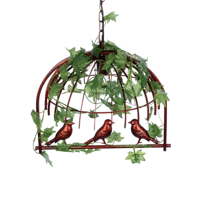 GloboStar® LIBELLULA 01642 Vintage Κρεμαστό Φωτιστικό Φιγούρα Μονόφωτο 1 x E27 IP20 Χάλκινο Μέταλλο με Πράσινο Πλαστικό - Μ48 x Π38 x Y40cm