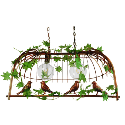 GloboStar® NEST 01645 Vintage Κρεμαστό Φωτιστικό Φιγούρα Δίφωτο 2 x E27 IP20 Χάλκινο Μέταλλο με Πράσινο Πλαστικό - Μ73.6 x Π37.5 x Y38.5cm