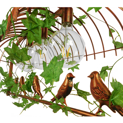 GloboStar® NEST 01648 Vintage Κρεμαστό Φωτιστικό Φιγούρα Τρίφωτο 3 x E27 IP20 Χάλκινο Μέταλλο με Πράσινο Πλαστικό - Μ85.5 x Π37.5 x Y38cm