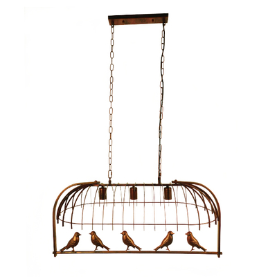 GloboStar® NEST 01648 Vintage Κρεμαστό Φωτιστικό Φιγούρα Τρίφωτο 3 x E27 IP20 Χάλκινο Μέταλλο με Πράσινο Πλαστικό - Μ85.5 x Π37.5 x Y38cm