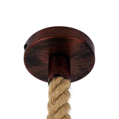 GloboStar® BRADLEY 01660 Vintage Κρεμαστό Φωτιστικό Πλέγμα Μονόφωτο 1 x E27 IP20 Μπεζ Σχοινί, Πράσινο Πλαστικό με Χάλκινο Μέταλλο - Μ33 x Π33 x Y33cm