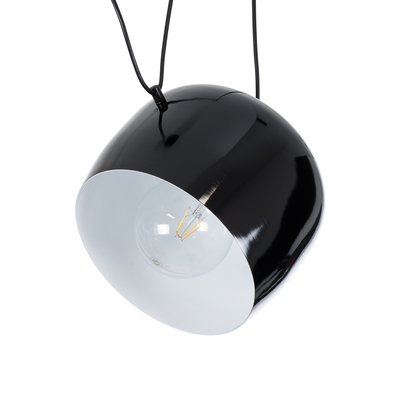 GloboStar® JASPER 01373 Μοντέρνο Κρεμαστό Φωτιστικό Ανάρτηση Μονόφωτο 1 x E27 IP20 Μαύρο & Λευκό Μέταλλο - Μ26.5 x Π26.5 x Υ20.5cm