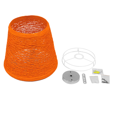 GloboStar® PLAYROOM 00997 Vintage Κρεμαστό Φωτιστικό Καμπάνα Μονόφωτο 1 x E27 IP20 Πορτοκαλί Rattan - Μ32 x Π32 x Υ27cm
