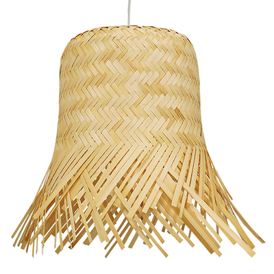 GloboStar® HAWAII 01103 Boho Κρεμαστό Φωτιστικό Καμπάνα Μονόφωτο 1 x E27 IP20 Μπέζ Ξύλο - Μ40 x Π40 x Y43cm