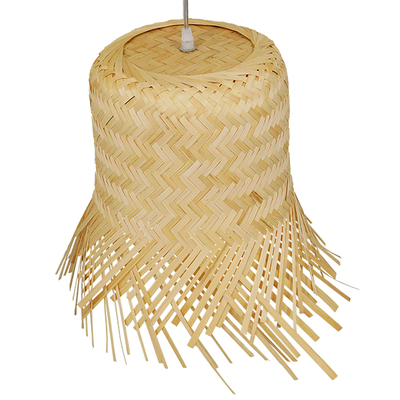 GloboStar® HAWAII 01103 Boho Κρεμαστό Φωτιστικό Καμπάνα Μονόφωτο 1 x E27 IP20 Μπέζ Ξύλο - Μ40 x Π40 x Y43cm
