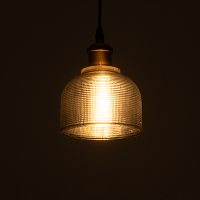 GloboStar® SEGRETO 01449 Vintage Κρεμαστό Φωτιστικό Μονόφωτο Καμπάνα 1 x E27 IP20 Μαύρο Γυαλί με Χρυσό Μέταλλο - Μ14 x Π14 x Υ18cm