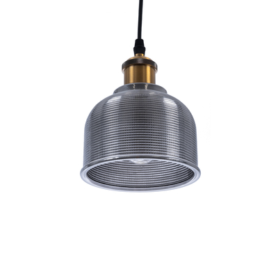 GloboStar® SEGRETO 01449 Vintage Κρεμαστό Φωτιστικό Μονόφωτο Καμπάνα 1 x E27 IP20 Μαύρο Γυαλί με Χρυσό Μέταλλο - Μ14 x Π14 x Υ18cm