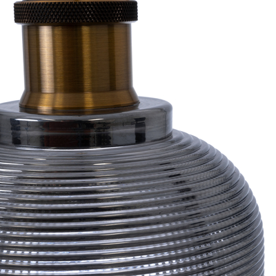 GloboStar® SEGRETO 01449 Vintage Κρεμαστό Φωτιστικό Μονόφωτο Καμπάνα 1 x E27 IP20 Μαύρο Γυαλί με Χρυσό Μέταλλο - Μ14 x Π14 x Υ18cm