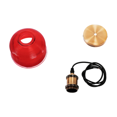 GloboStar® SEGRETO 01450 Vintage Κρεμαστό Φωτιστικό Μονόφωτο Καμπάνα 1 x E27 IP20 Κόκκινο Γυαλί με Χρυσό Μέταλλο - Μ14 x Π14 x Υ18cm