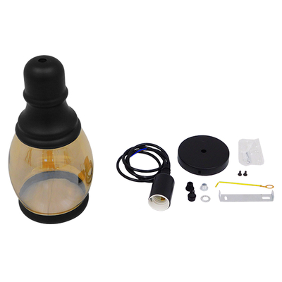 GloboStar® OLIVER 01507 Vintage Κρεμαστό Φωτιστικό Καμπάνα Μονόφωτο 1 x E27 IP20 Μελί Γυαλί με Μαύρο Μέταλλο - Μ14 x Π14 x Υ30cm