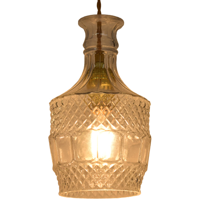 GloboStar® WHISKEY 01513 Vintage Κρεμαστό Φωτιστικό Ανάρτηση Μονόφωτο 1 x E27 IP20 Διάφανο Γυαλί - Μ13 x Π13 x Υ22cm