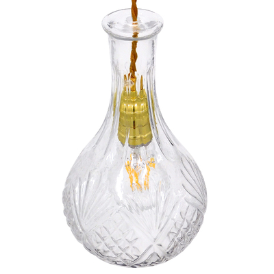 GloboStar® WHISKEY 01514 Vintage Κρεμαστό Φωτιστικό Ανάρτηση Μονόφωτο 1 x E27 IP20 Διάφανο Γυαλί - Μ14 x Π14 x Υ23cm