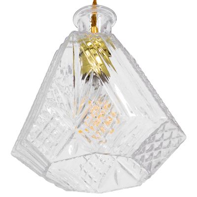 GloboStar® WHISKEY 01515 Vintage Κρεμαστό Φωτιστικό Ανάρτηση Μονόφωτο 1 x E27 IP20 Διάφανο Γυαλί - Μ11 x Π11 x Υ20cm