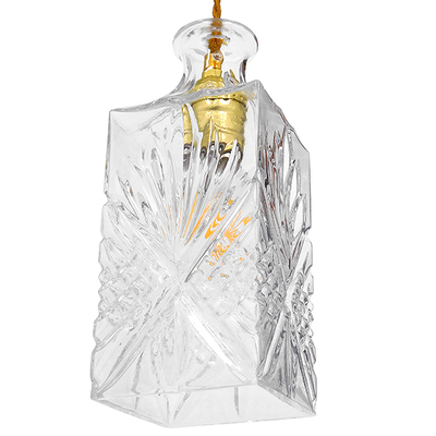 GloboStar® WHISKEY 01516 Vintage Κρεμαστό Φωτιστικό Ανάρτηση Μονόφωτο 1 x E27 IP20 Διάφανο Γυαλί - Μ10 x Π10 x Υ24cm