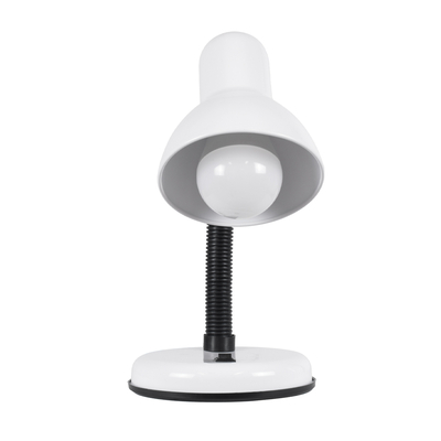 GloboStar® STUDENT WHITE 01531 Μοντέρνο Επιτραπέζιο Φωτιστικό Γραφείου Μονόφωτο 1 x E27 Λευκό Μεταλλικό με Διακόπτη ΟN/OFF Καμπάνα Φ12 x Υ32cm