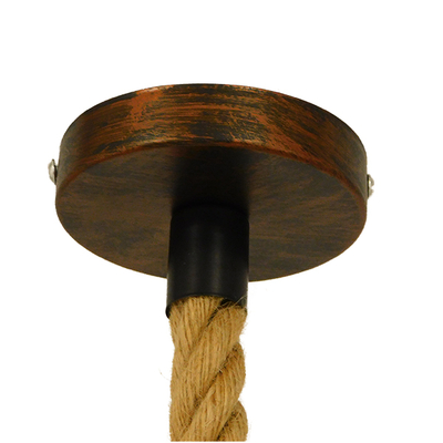 GloboStar® CAMBER 01595 Vintage Κρεμαστό Φωτιστικό Πλέγμα Μονόφωτο 1 x E27 IP20 Χάλκινο Μέταλλο με Μπεζ Σχοινί - Μ11 x Π11 x Υ25cm