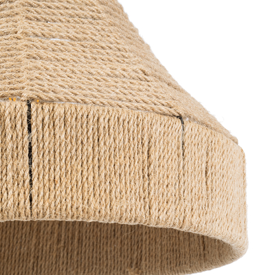 GloboStar® DOGMA 01609 Boho Κρεμαστό Φωτιστικό Καμπάνα Μονόφωτο 1 x E27 IP20 Μπεζ Σχοινί - Μ38 x Π38 x Y28cm