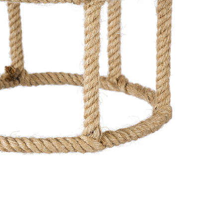 GloboStar® YUBA 01612 Boho Κρεμαστό Φωτιστικό Πλέγμα Μονόφωτο 1 x E27 IP20 Μπεζ Σχοινί - Μ22 x Π22 x Y40cm