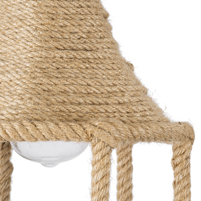 GloboStar® YUBA 01612 Boho Κρεμαστό Φωτιστικό Πλέγμα Μονόφωτο 1 x E27 IP20 Μπεζ Σχοινί - Μ22 x Π22 x Y40cm