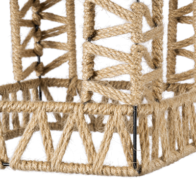 GloboStar® SPIKY 01613 Boho Κρεμαστό Φωτιστικό Φιγούρα Μονόφωτο 1 x E27 IP20 Μπεζ Σχοινί - Μ43 x Π43 x Y28cm