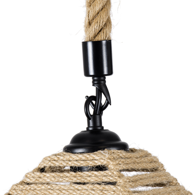 GloboStar® SPIKY 01613 Boho Κρεμαστό Φωτιστικό Φιγούρα Μονόφωτο 1 x E27 IP20 Μπεζ Σχοινί - Μ43 x Π43 x Y28cm