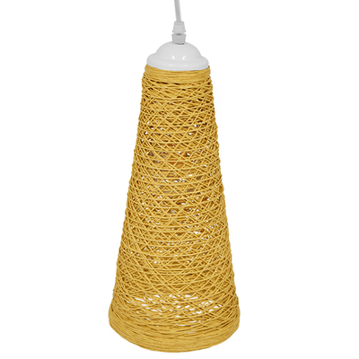 GloboStar® INCASS 01625 Vintage Κρεμαστό Φωτιστικό Καμπάνα Μονόφωτο 1 x E27 IP20 Μπεζ Rattan - Μ15 x Π15 x Y30.5cm