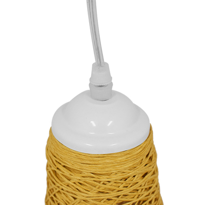 GloboStar® INCASS 01625 Vintage Κρεμαστό Φωτιστικό Καμπάνα Μονόφωτο 1 x E27 IP20 Μπεζ Rattan - Μ15 x Π15 x Y30.5cm