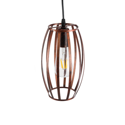 GloboStar® ZEBRA 01639 Vintage Κρεμαστό Φωτιστικό Πλέγμα Μονόφωτο 1 x E27 IP20 Χάλκινο Μέταλλο - Μ15 x 15 x Y15cm