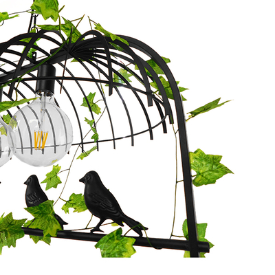 GloboStar® NEST 01646 Vintage Κρεμαστό Φωτιστικό Φιγούρα Τρίφωτο 3 x E27 IP20 Μαύρο Μέταλλο με Πράσινο Πλαστικό - Μ85.5 x Π37.5 x Y38cm