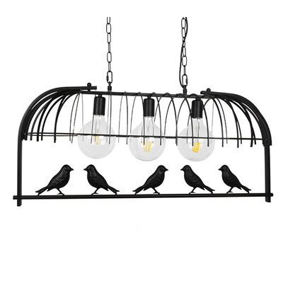 GloboStar® NEST 01646 Vintage Κρεμαστό Φωτιστικό Φιγούρα Τρίφωτο 3 x E27 IP20 Μαύρο Μέταλλο με Πράσινο Πλαστικό - Μ85.5 x Π37.5 x Y38cm