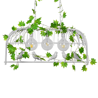 GloboStar® NEST 01647 Vintage Κρεμαστό Φωτιστικό Φιγούρα Τρίφωτο 3 x E27 IP20 Λευκό Μέταλλο με Πράσινο Πλαστικό - Μ85.5 x Π37.5 x Y38cm