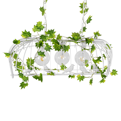 GloboStar® NEST 01647 Vintage Κρεμαστό Φωτιστικό Φιγούρα Τρίφωτο 3 x E27 IP20 Λευκό Μέταλλο με Πράσινο Πλαστικό - Μ85.5 x Π37.5 x Y38cm