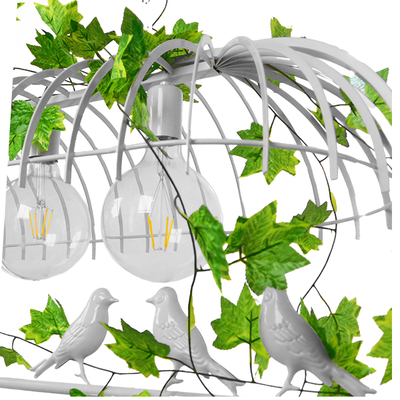 GloboStar® NEST 01647 Vintage Κρεμαστό Φωτιστικό Φιγούρα Τρίφωτο 3 x E27 IP20 Λευκό Μέταλλο με Πράσινο Πλαστικό - Μ85.5 x Π37.5 x Y38cm