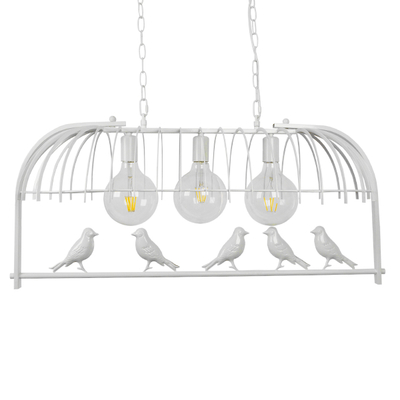 GloboStar® NEST 01647 Vintage Κρεμαστό Φωτιστικό Φιγούρα Τρίφωτο 3 x E27 IP20 Λευκό Μέταλλο με Πράσινο Πλαστικό - Μ85.5 x Π37.5 x Y38cm