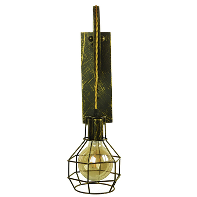 GloboStar® RYDON 01659 Vintage Επιτοίχιο Φωτιστικό Απλίκα Μονόφωτο 1 x E27 IP20 Μπρούτζινο Μέταλλο - Μ15 x Π24 x Y70cm