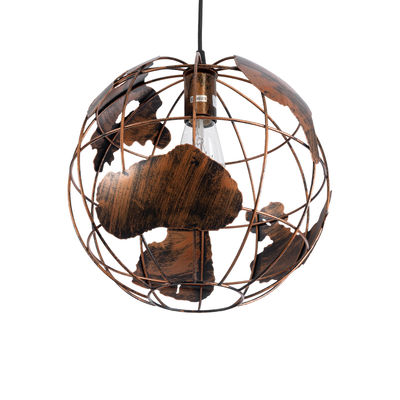 GloboStar® EARTH 01662 Vintage Κρεμαστό Φωτιστικό Φιγούρα Μονόφωτο 1 x E27 IP20 Χάλκινο Μέταλλο - Μ30 x Π30 x Y30cm