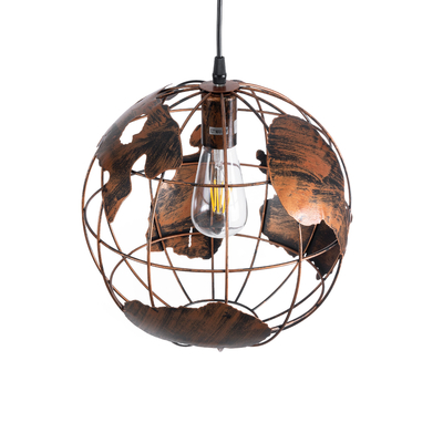 GloboStar® EARTH 01662 Vintage Κρεμαστό Φωτιστικό Φιγούρα Μονόφωτο 1 x E27 IP20 Χάλκινο Μέταλλο - Μ30 x Π30 x Y30cm
