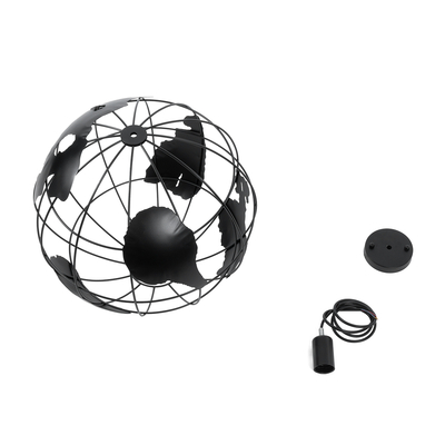 GloboStar® EARTH 01663 Vintage Κρεμαστό Φωτιστικό Φιγούρα Μονόφωτο 1 x E27 IP20 Μαύρο Μέταλλο - Μ41 x Π41 x Y41cm