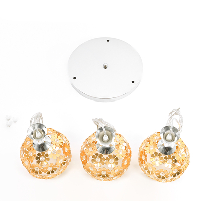 GloboStar® BOUQUET 01670 Μοντέρνο Κρεμαστό Φωτιστικό Μπάλα Τρίφωτο 3 x E27 IP20 Χρυσό Μέταλλο με Διάφανο Κρύσταλλο - Μ46 x Π46 x Y23cm