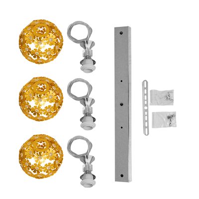 GloboStar® BOUQUET 01671 Μοντέρνο Κρεμαστό Φωτιστικό Μπάλα Τρίφωτο 3 x E27 IP20 Χρυσό Μέταλλο με Διάφανο Κρύσταλλο - Μ64 x Π18 x Υ24cm