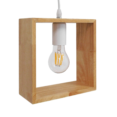 GloboStar® ELISE 01428 Μοντέρνο Κρεμαστό Φωτιστικό Οροφής Μονόφωτο 1 x E27 IP20 Μπεζ Ξύλο - Μ20 x Π8 x Υ23cm