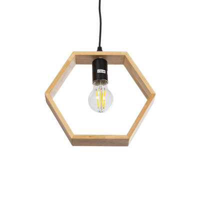 GloboStar® ELISE 01429 Μοντέρνο Κρεμαστό Φωτιστικό Οροφής Μονόφωτο 1 x E27 IP20 Μπεζ Ξύλο - Μ26 x Π8 x Υ25cm