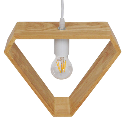 GloboStar® ELISE 01430 Μοντέρνο Κρεμαστό Φωτιστικό Οροφής Μονόφωτο 1 x E27 IP20 Μπεζ Ξύλο - Μ29 x Π8 x Υ28cm