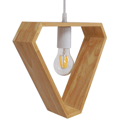 GloboStar® ELISE 01430 Μοντέρνο Κρεμαστό Φωτιστικό Οροφής Μονόφωτο 1 x E27 IP20 Μπεζ Ξύλο - Μ29 x Π8 x Υ28cm